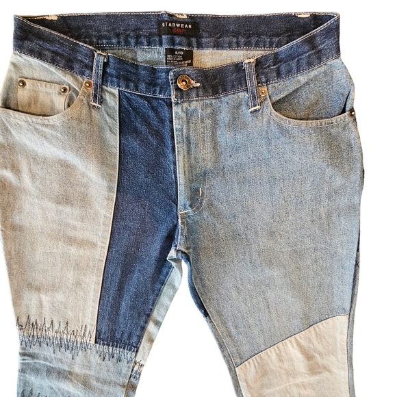 Retro Starwear Med Rise Colorblock Boot Cut Zip Front Accent Stitching Jeans - Picture 6 of 16